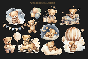 Watercolor Baby Bear Clipart PNG