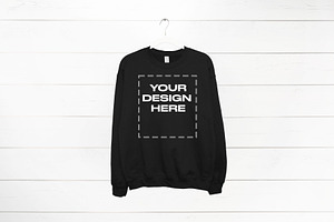 Black Sweatshirt Mockup On Hanger