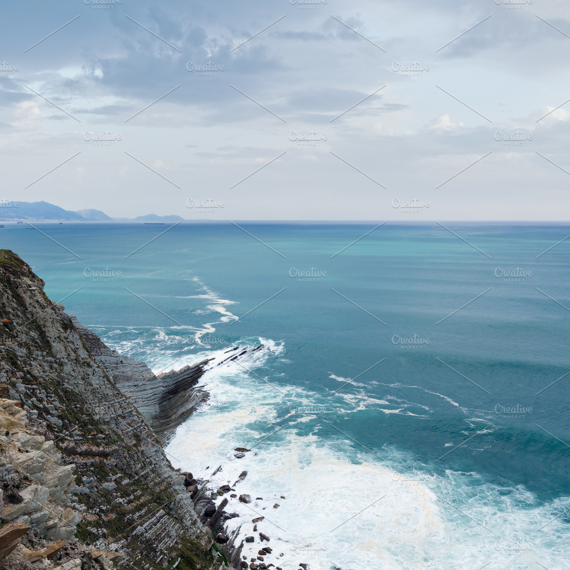 Summer ocean coastline view in Getxo town (Spain)., a Nature Photo by YuriyB