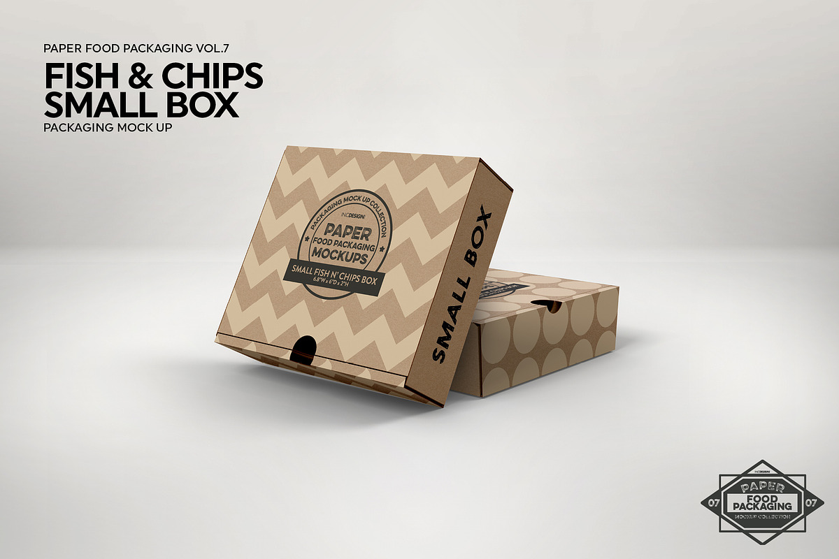 Small Fish and Chips Box Mockup, a Packaging Mockup by INCDesign (Photo 3 of 6)