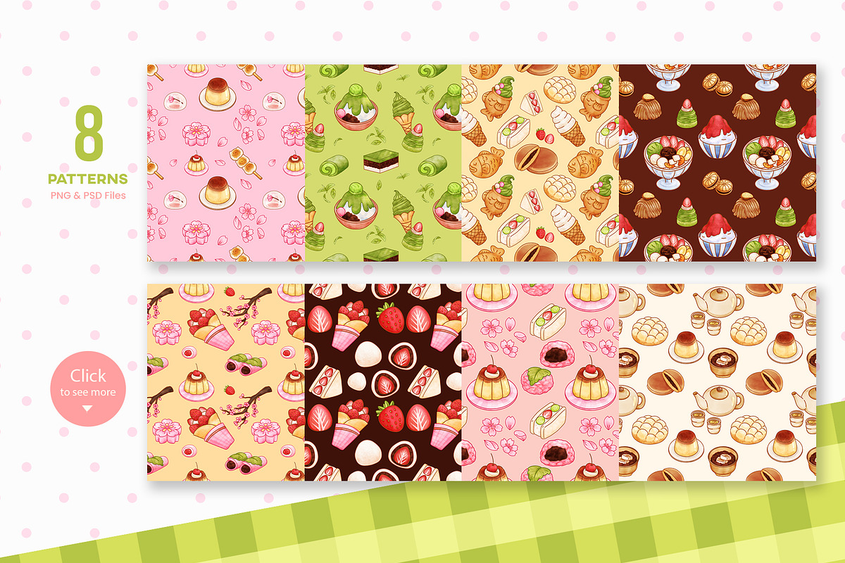 Japanese Desserts Sweet Treats, a Food Illustration by CreativeValuation (Photo 5 of 12)