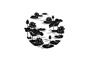 Lotus Pond Silhouette SVG Bundle, an Illustration by yasushie (Thumbnail 30 of 31)