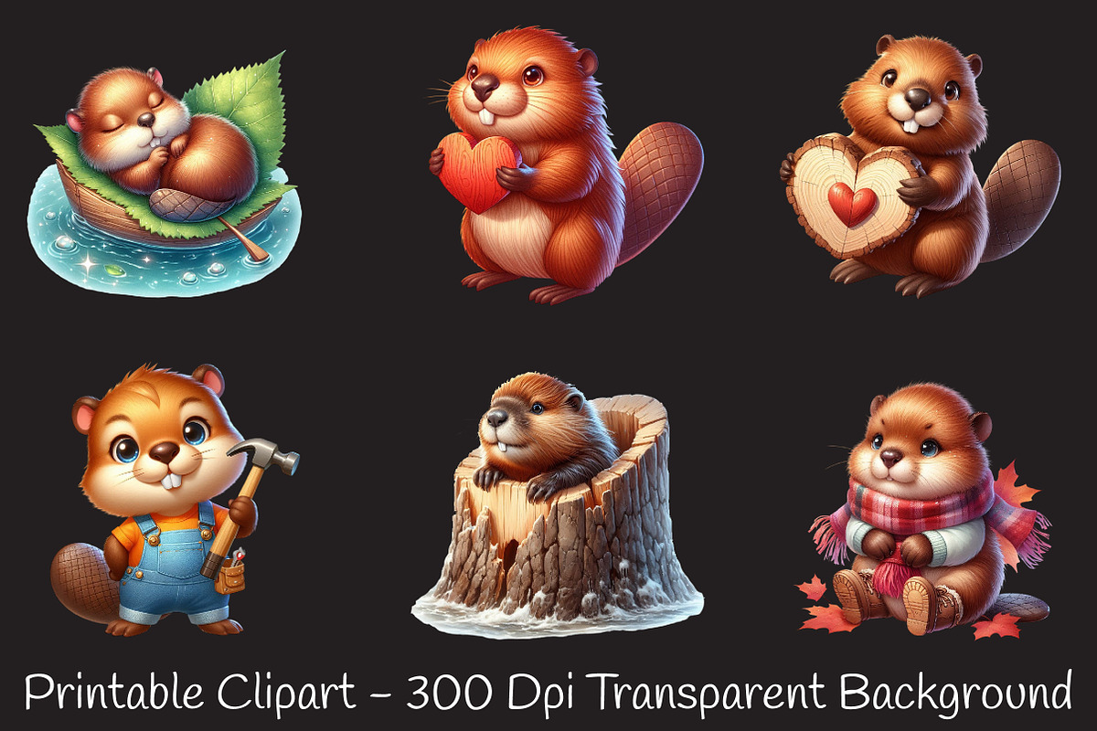 Cute Beaver Clip Art, Woodland Anima, an Animal Illustration by RobertsArt (Photo 3 of 7)