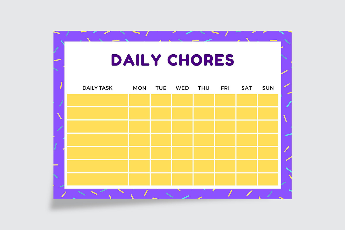 Colorful Daily Chores List, a Stationery Template by Amit Debnath (Photo 2 of 2)