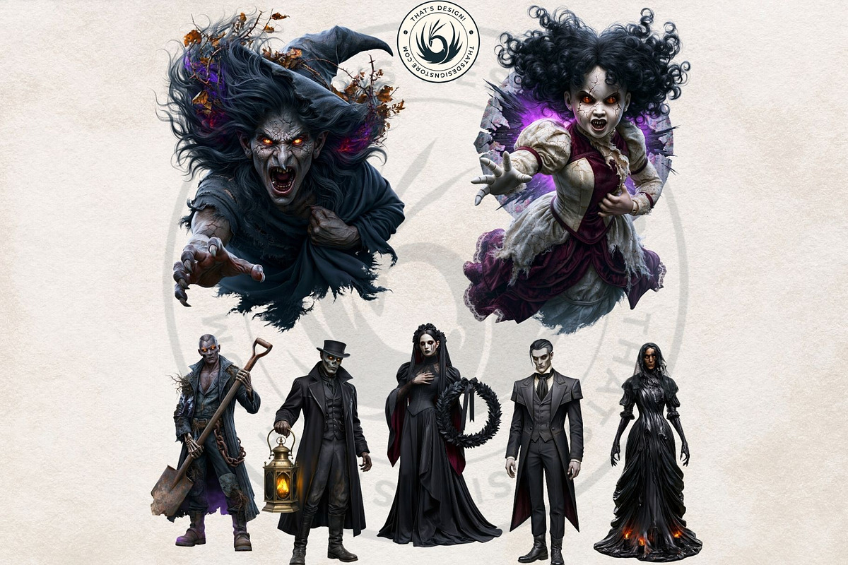 Halloween Nightmares Cliparts, a Seasonal Illustration by ThatsDesignArt (Photo 5 of 15)