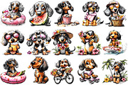 Summer Dachshund Dog PNG Clipart Set, a Seasonal Illustration by OK Design (Thumbnail 3 of 6)