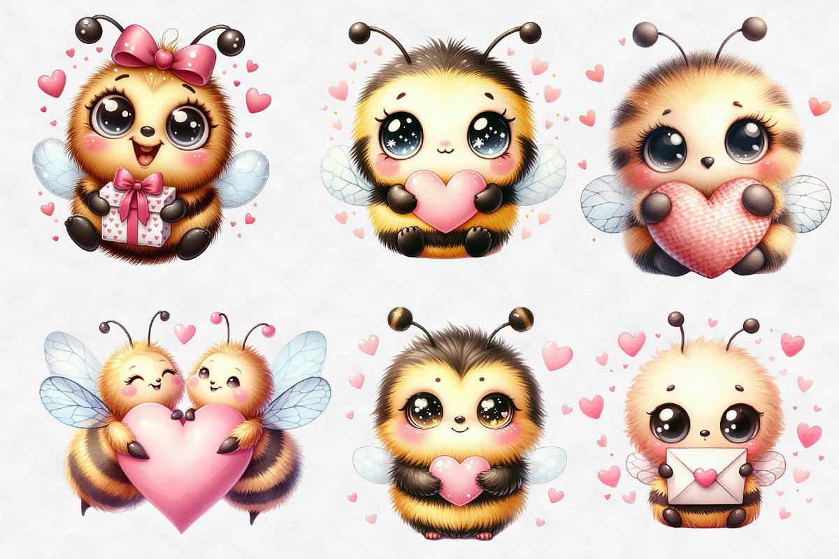 Whimsical Bee Mine Valentine Clipart, an Illustration by Designworld (Photo 3 of 6)