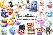 Watercolor Kawaii Halloween Clipart, an Illustration by Daily.Designs (Thumbnail 1 of 5)