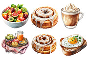 Watercolor Lazy Brunch Day Clipart, an Illustration by Designworld (Thumbnail 2 of 7)