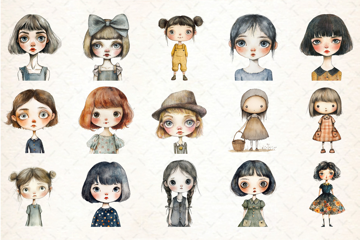 Retro Girls Clipart Bundle, an Illustration by DreamCafeArt (Photo 3 of 5)