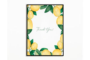 Watercolor Citrus Fruit Lemon