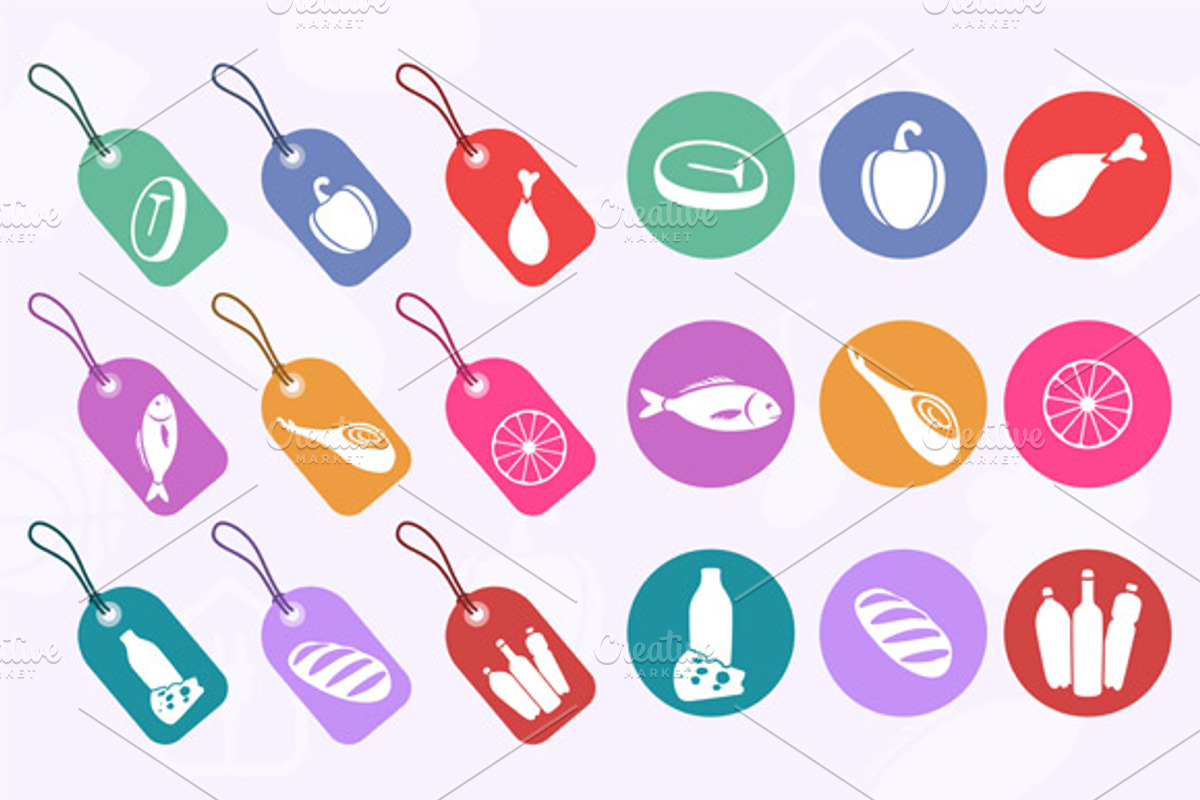 Supermarket icons and labels preview 3