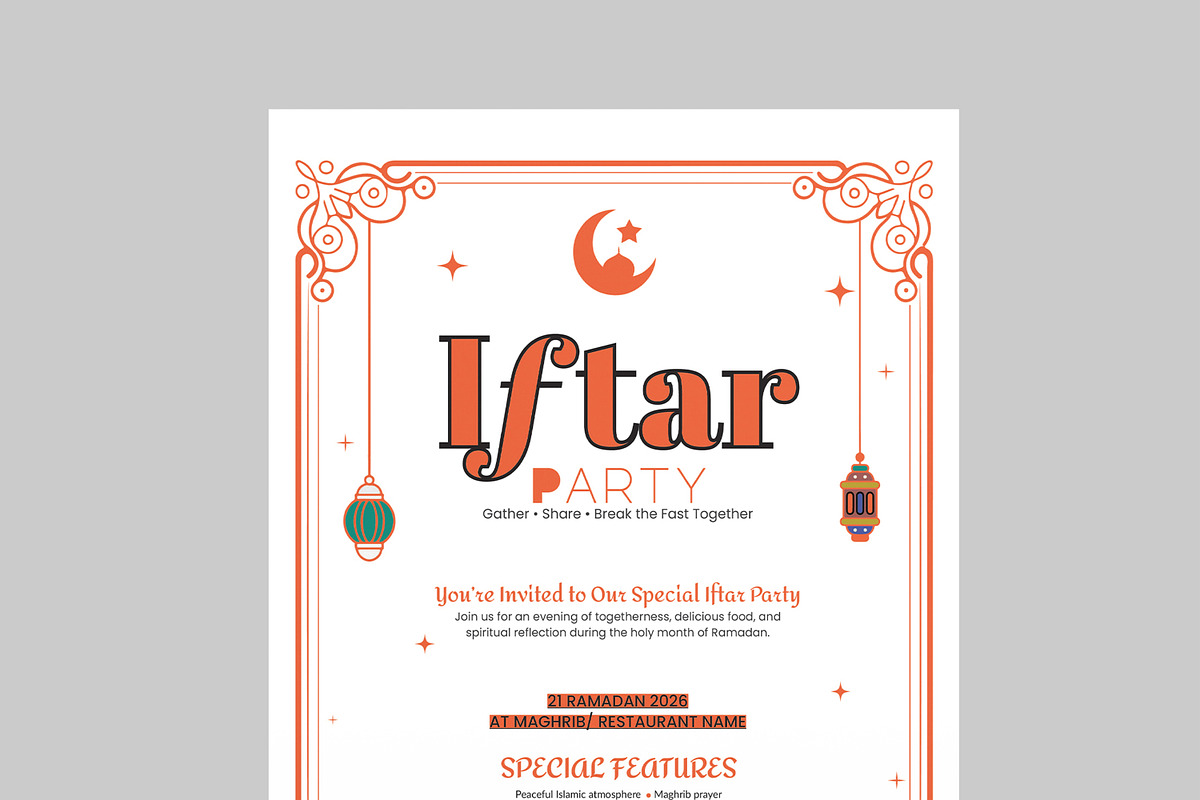 Iftar Party Invitation Card, a Stationery Template by MightyDesign (Photo 4 of 8)