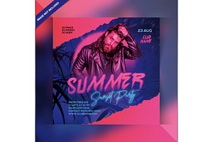 Summer Sunset Invite, a Social Media Template by Droll