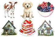 Watercolor Summer Cottage Clipart, a Seasonal Illustration by CitraGraphics (Thumbnail 4 of 6)