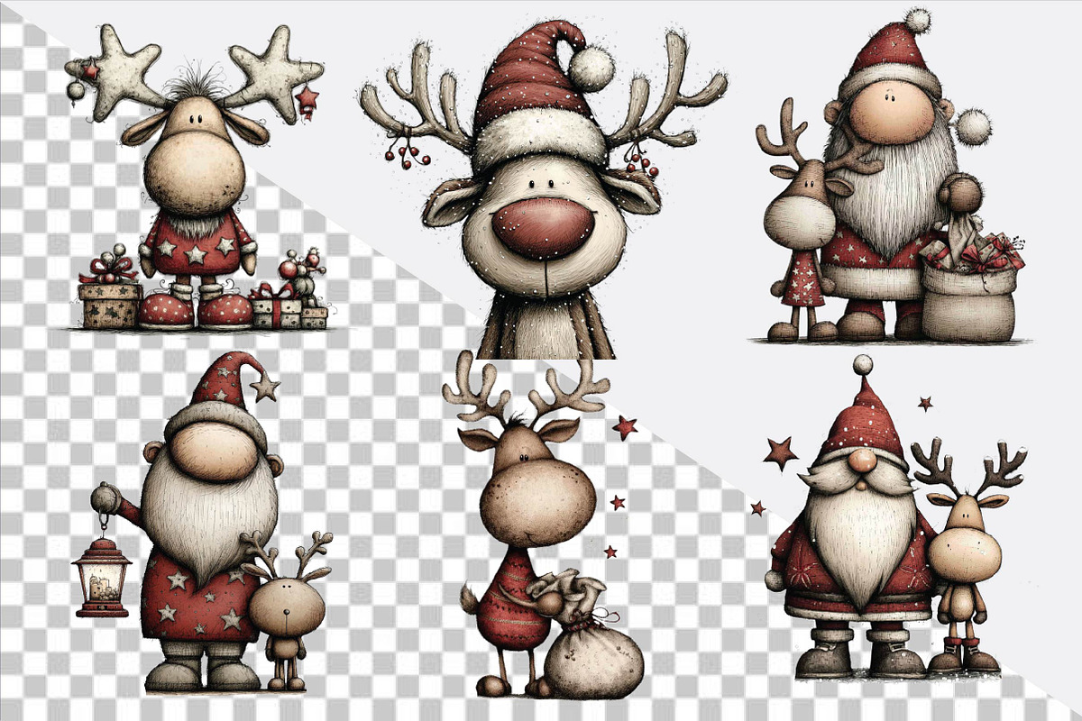 Santa Reindeer Christmas Clipart, an Animal Illustration by SVGArt (Photo 2 of 9)