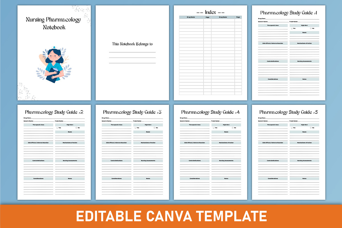 Nursing Pharmacology Notebook Canva, a Stationery Template by Mustafiz (Photo 2 of 4)