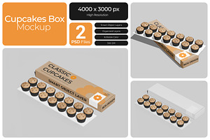 Classic Cupcakes Box Mockup, a Packaging Mockup by Bartama Graphic