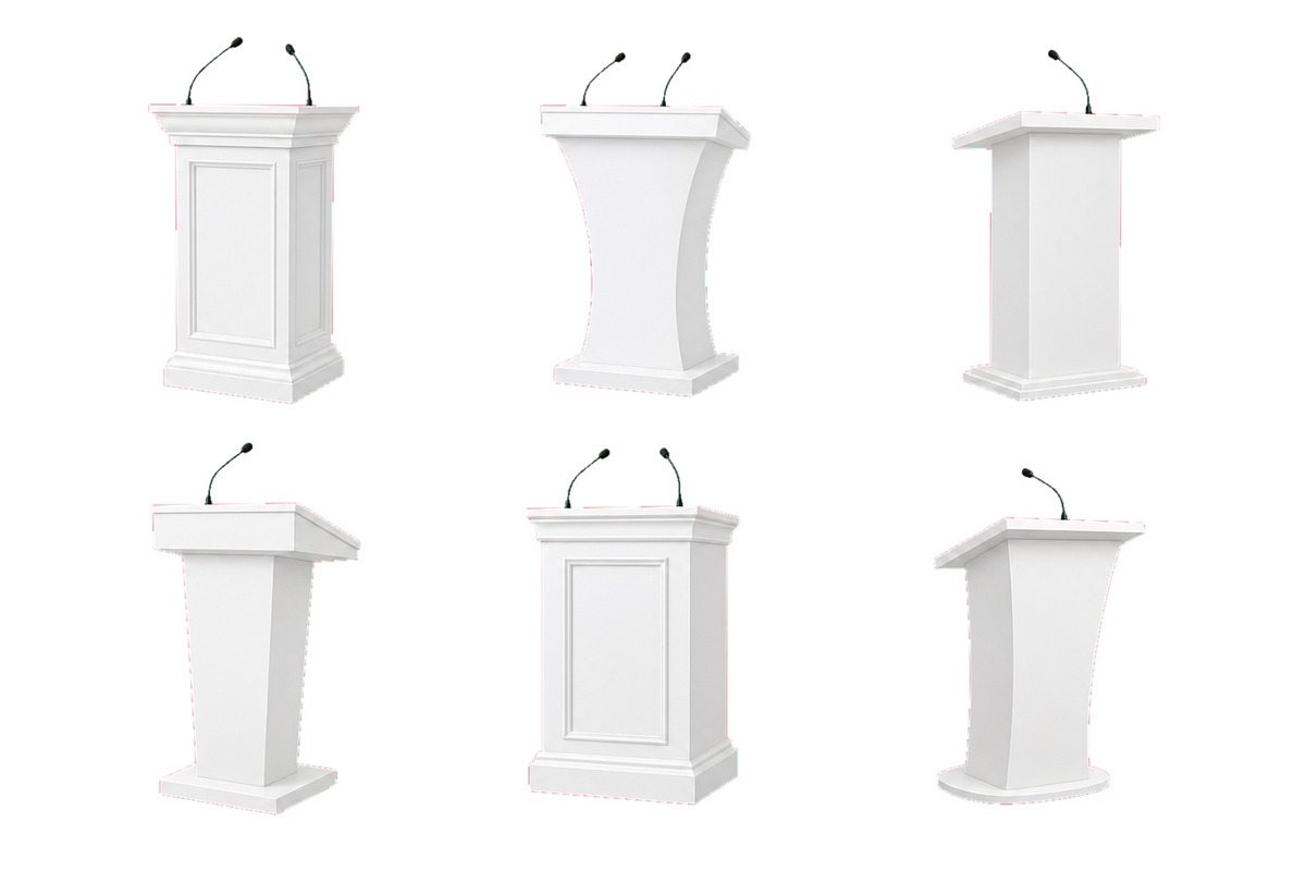 Set of white podium lecterns with, an Object Illustration by ZinetroN (Photo 1 of 3)