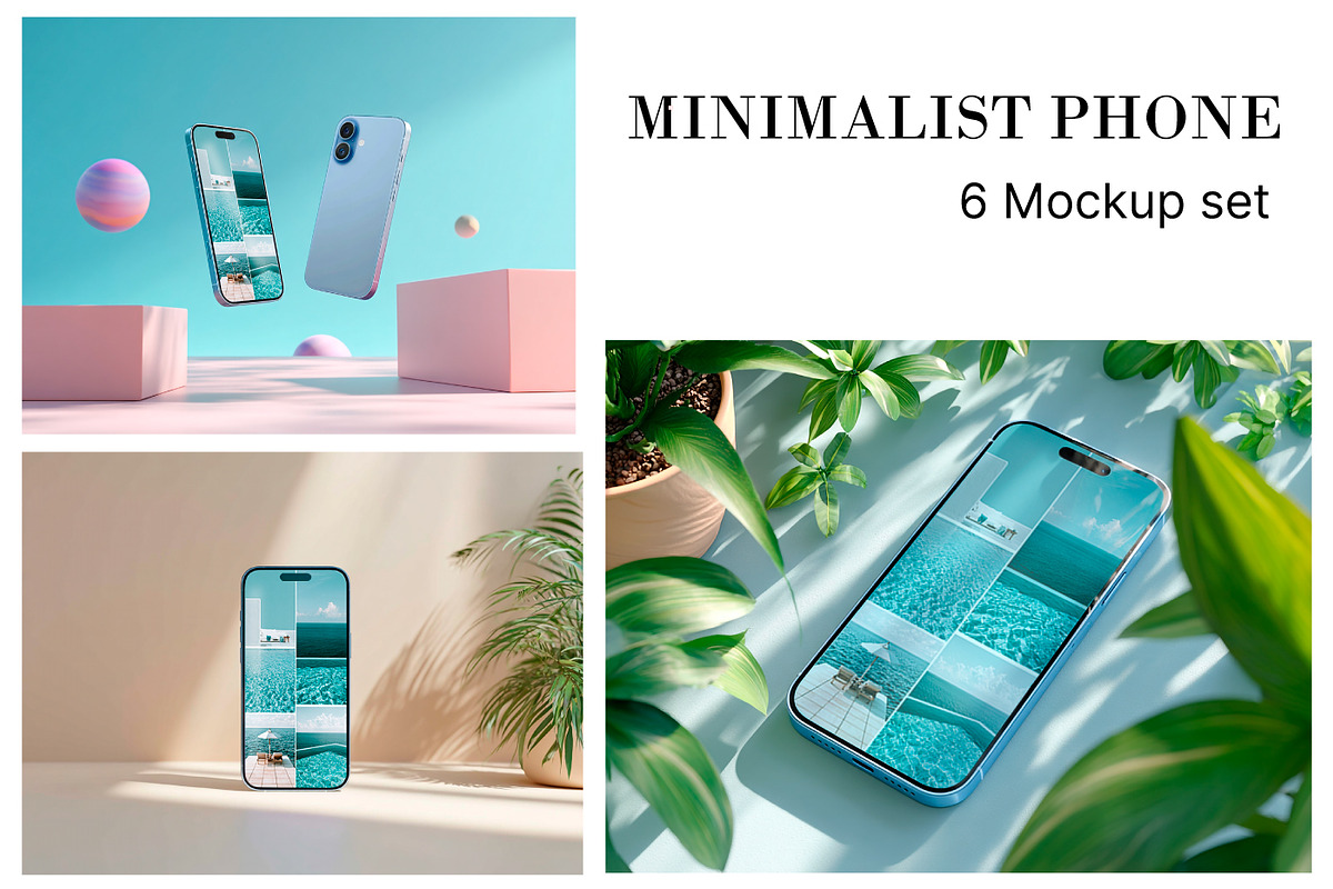 Minimalist Smartphone Mockup Kit, an iPhone Mockup by oxy_gen (Photo 1 of 7)