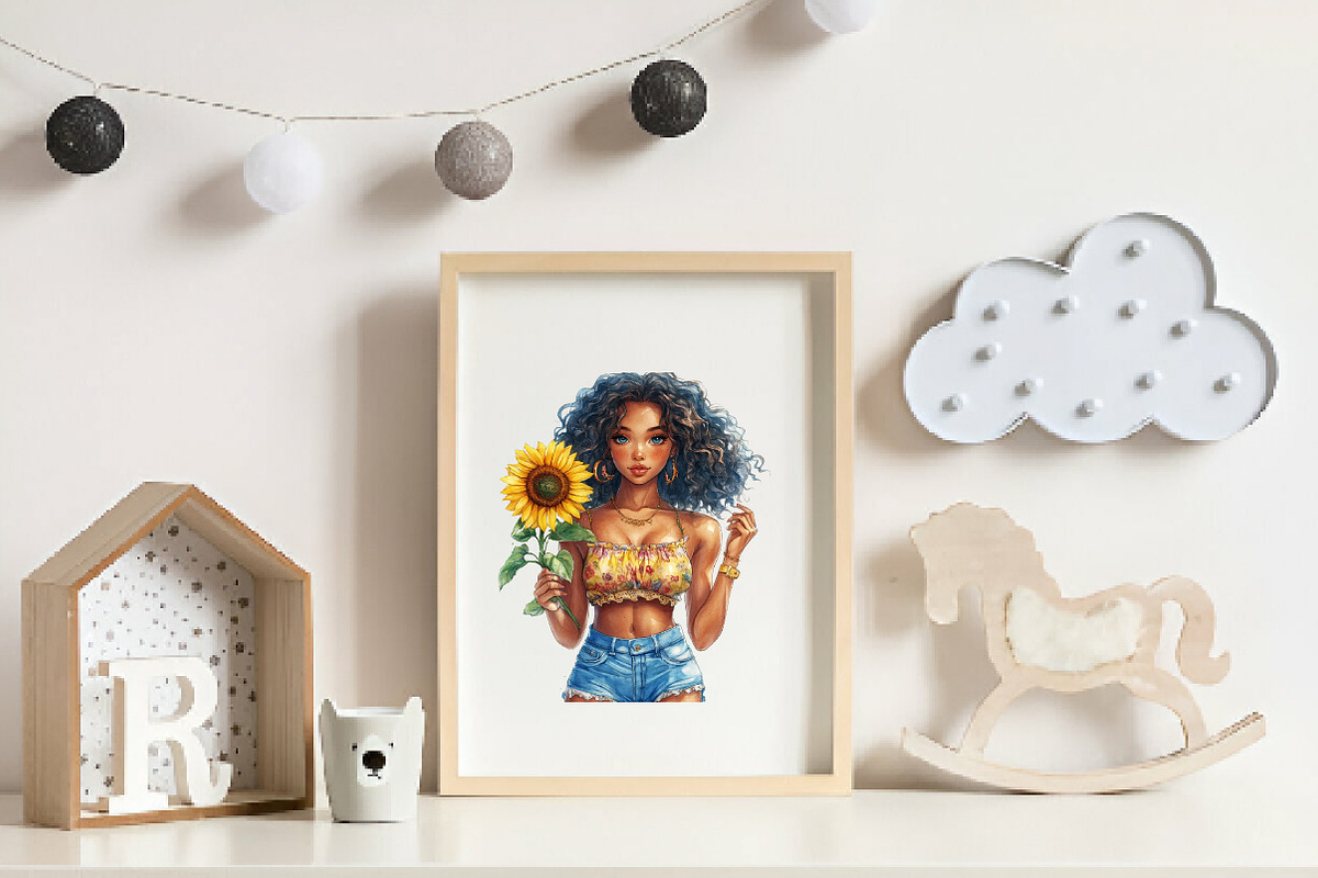 Cute Juneteenth Afro Girl Clipart, an Illustration by CreationArt (Photo 3 of 9)