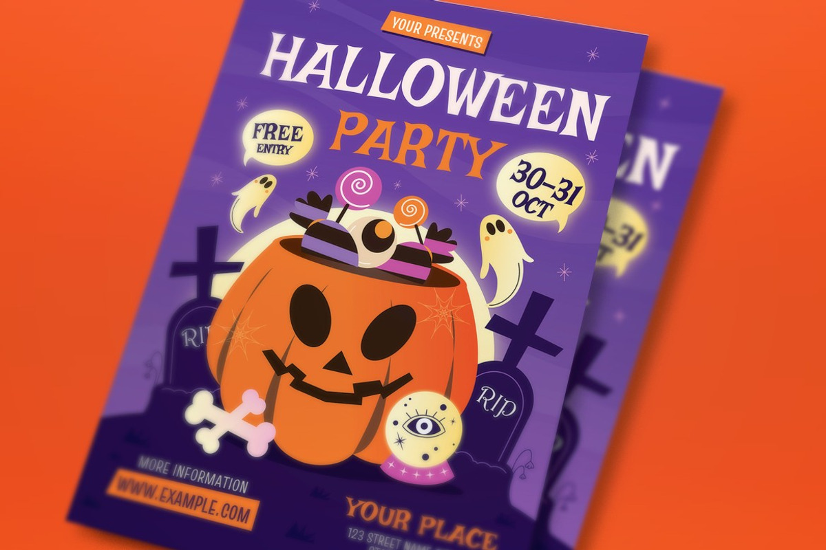 Halloween Party Flyer, a Flyer Template by graphicook (Photo 2 of 3)