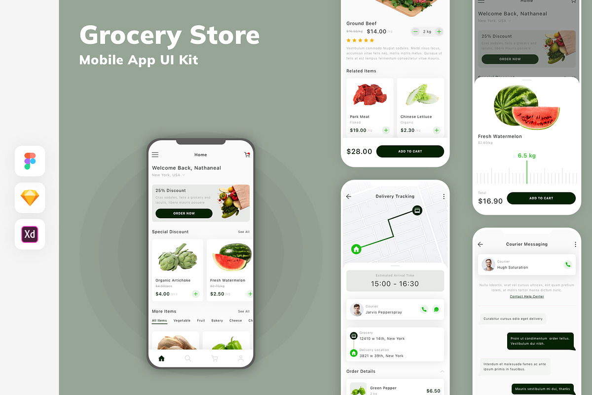Grocery Store Mobile App UI Kit, an UI Kit Template by uicube