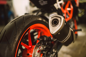 Detail of the exhaust pipe of a bike