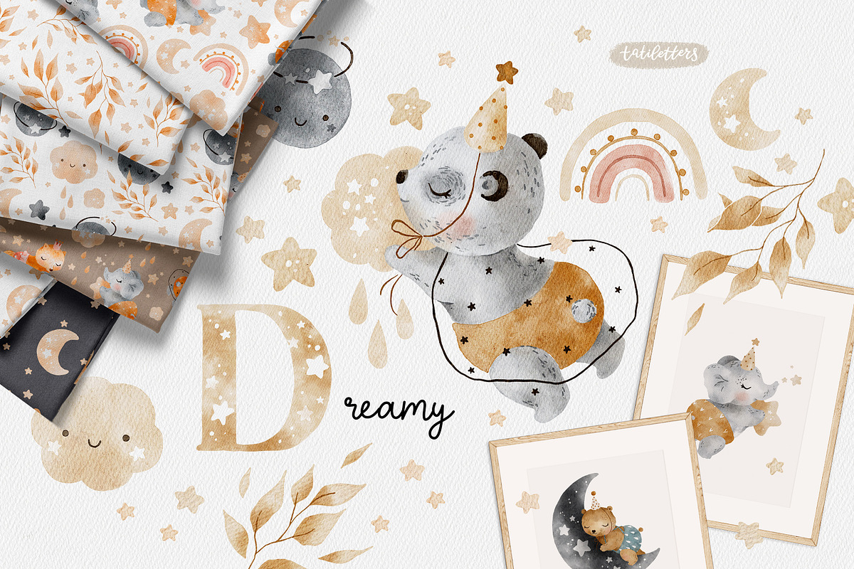 Dreamy Sleeping baby animals, an Animal Illustration by tatiletters (Photo 1 of 13)
