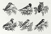 Vintage Bird Line Art Graphics, an Animal Illustration by DENIDigitalArtSudio (Thumbnail 5 of 7)