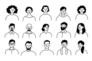 Doodle people characters. Funny men, a Person Illustration by YummyBuum