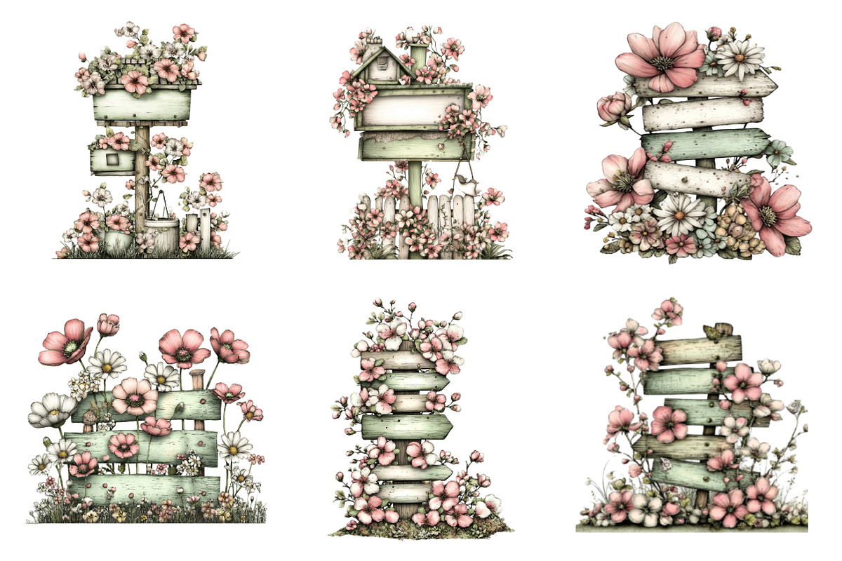 Flowers Spring Singpost Clipart, an Illustration by SinaCreation (Photo 4 of 11)