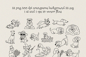Cute Doodle Puppies Vector set
