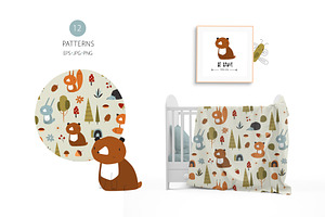 Cute Forest Set. Funny Forest Animal