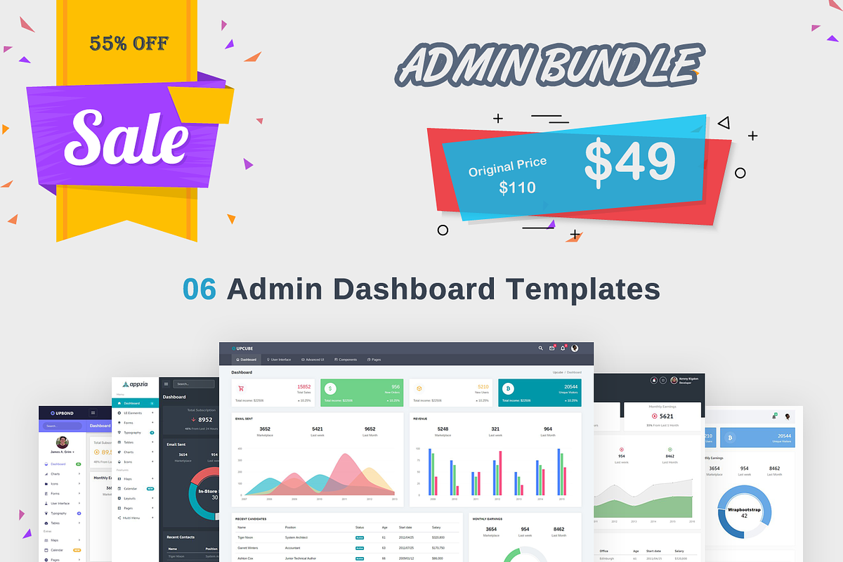 Admin Bundle - 6 Admin Dashboard in1, a Bootstrap Template by Pichforest Studio (Photo 1 of 7)