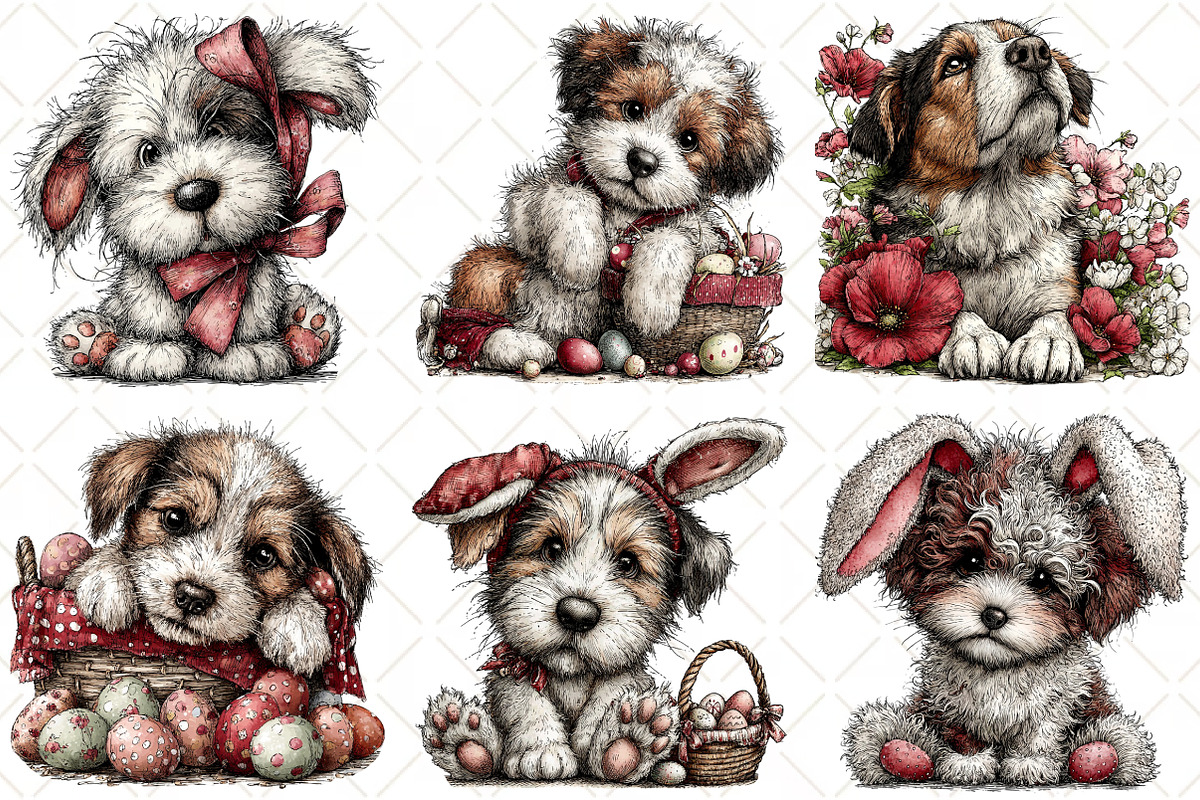 Whimsical Easter Dog Clipart, an Illustration by Black Bird Studio (Photo 3 of 5)
