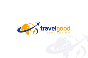Travel Logo with World Map & Plane, a Branding & Logo Template by Kreative Labs