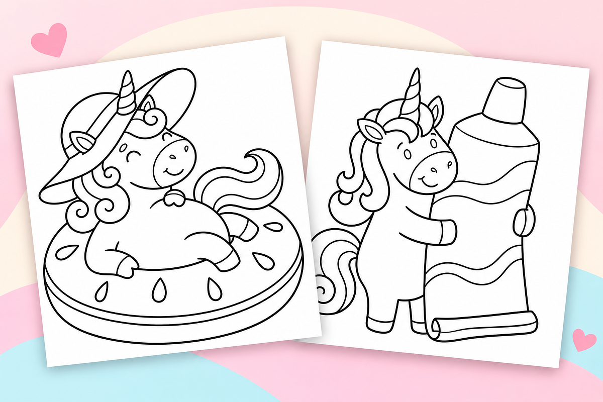 Cute Unicorn Coloring Pages Vol. 3, a Seasonal Illustration by Inkivelle Studio (Photo 2 of 3)