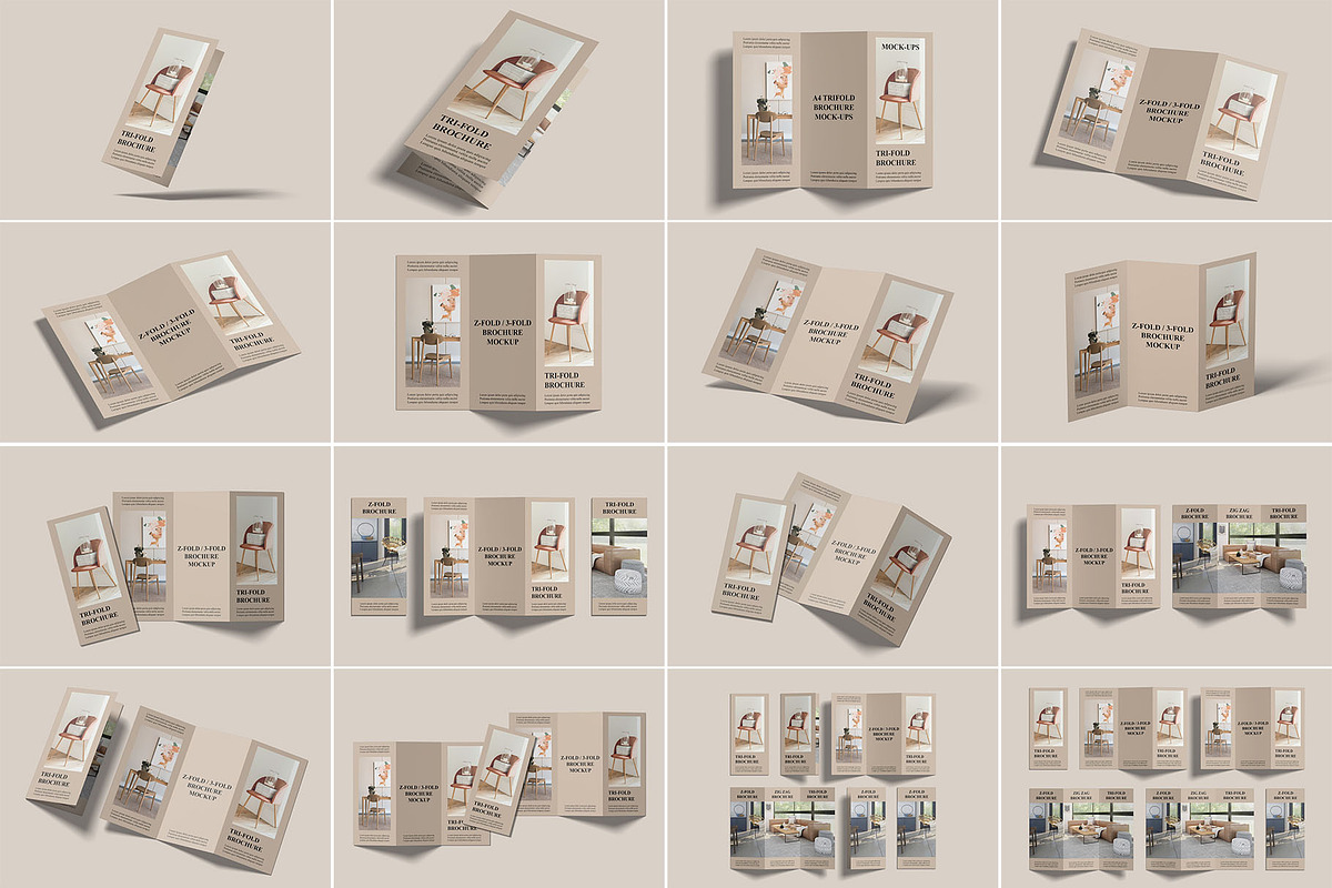 A4 Trifold Brochure Mockups | Z-Fold, an Advertising Mockup by Compositing Studio (Photo 3 of 20)