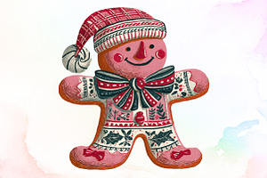Christmas Gingerbread Man Patchwork, an Illustration by Sublimation Artist