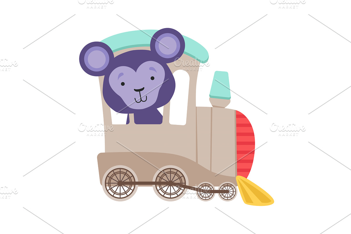 Cheerful Bucket Ears Monkey Driving, an Animal Illustration by TopVectors