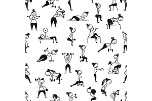 Girls doing sport exercises, seamless pattern for your design, a Healthcare Illustration by Kudryashka