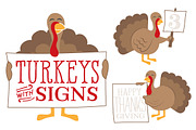 Turkeys with Signs, an Illustration by Illustrations by Jessie (Thumbnail 1 of 5)