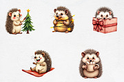 Christmas Cute Hedgehog Clipart, an Illustration by CrexoraLab (Thumbnail 2 of 5)