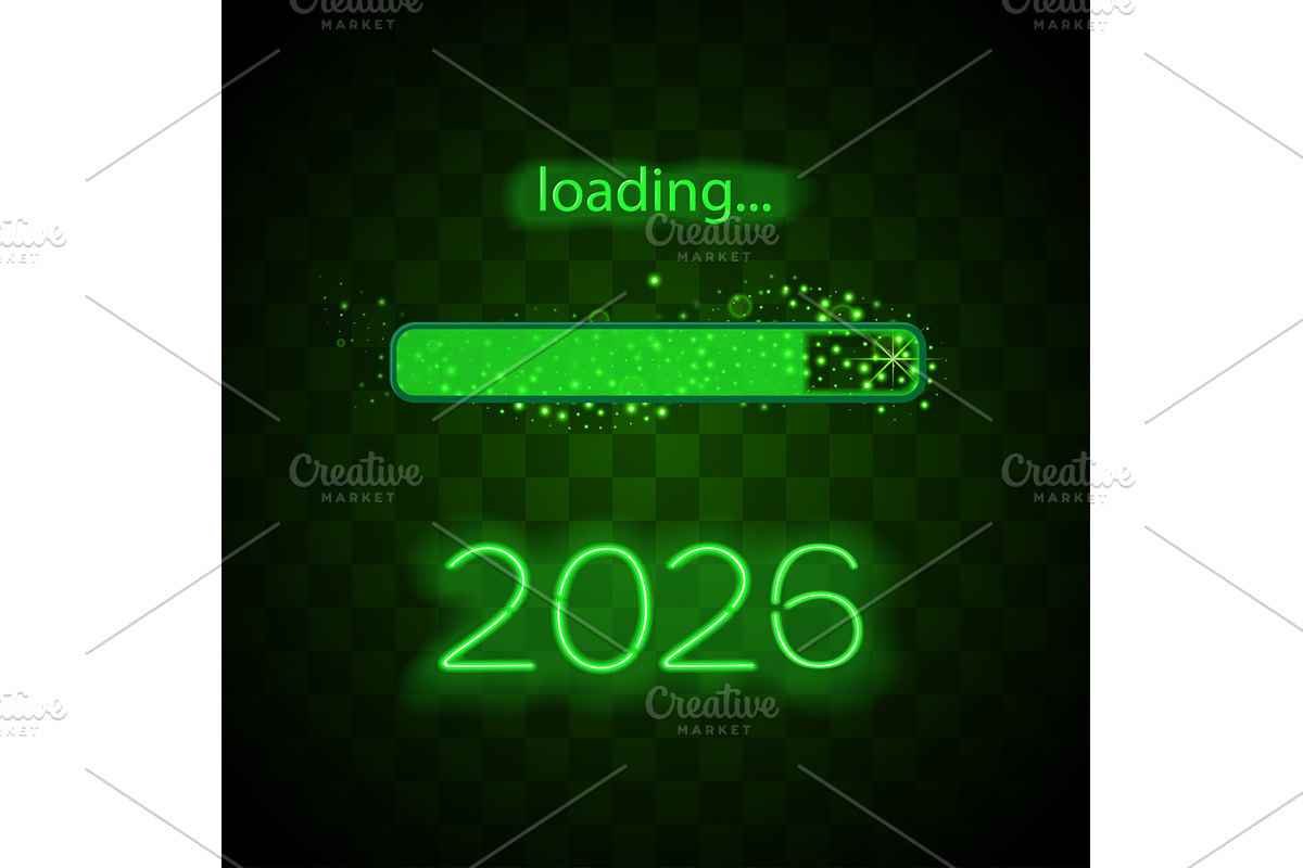 Neon progress bar new year, an Object Illustration by piter.goskov