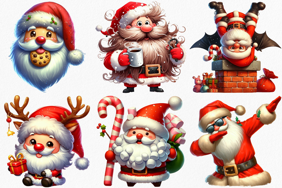 Watercolor Funny Santa Claus Clipart, an Illustration by Canvas Craft (Photo 4 of 8)