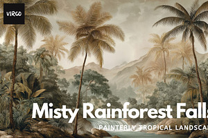 30+ Misty Rainforest Falls Bundle, a Decorative Illustration by Virgo Studio