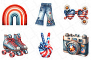 Watercolor Retro 4th of July Clipart, an Illustration by DreamPrint404 (Thumbnail 2 of 3)