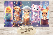 Cute Animals With Christmas Lights, an Animal Illustration by GlamArtZhanna (Thumbnail 1 of 3)