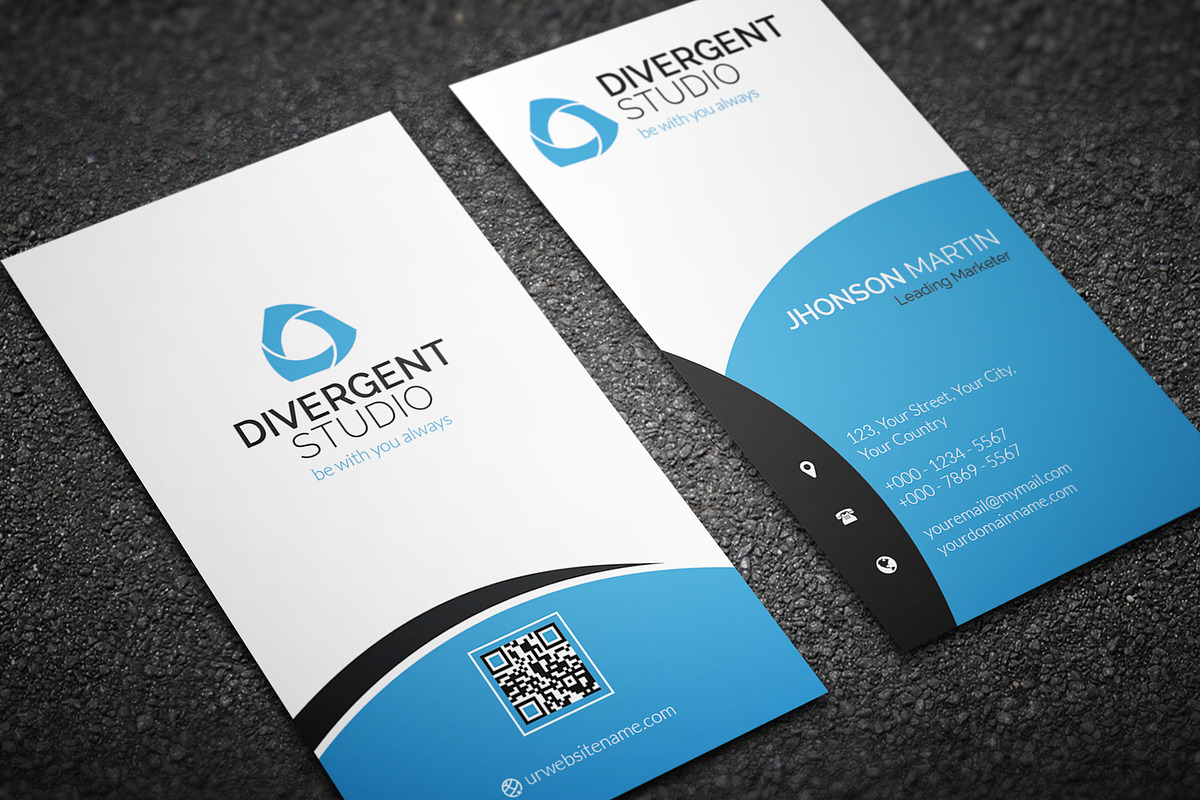 Simple Vertical Business Card, a Business Card Template by Divergent Studio (Photo 2 of 5)
